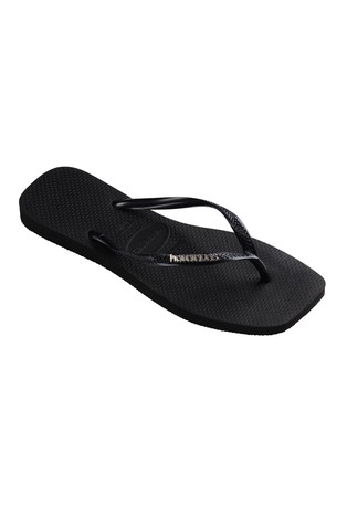 Slim Square Logo Metallic Flip Flops