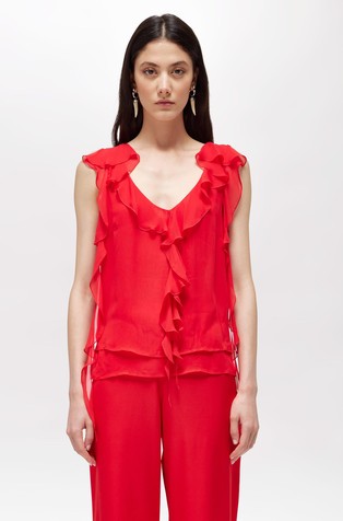 Bluza brez rokavov z naborki