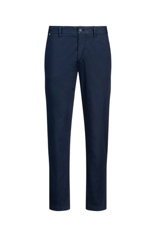 Slim fit hlače iz satenaste bombažne mešanice