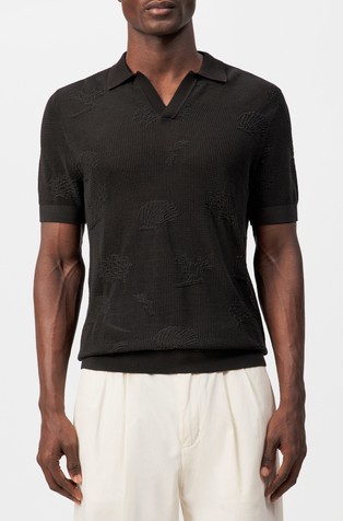 Regular fit pletena bombažna polo majica s kratkimi rokavi