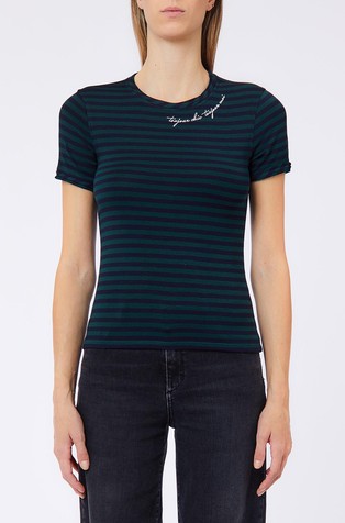 Striped T-shirt with Embroidery