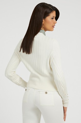 GUESS Rib knit cardigan White 2