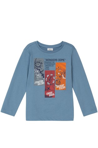 Cotton long-sleeved shirt with front print