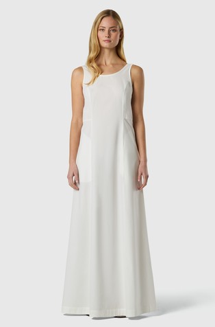 Long sleeveless dress in cotton-blend