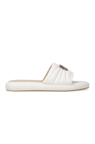 Quilted nappa leather slip-on sandals with metal logo