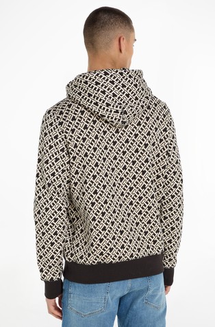 TOMMY HILFIGER TH Monogram pulover s kapuco in flisirano notranjostjo Bež - Beige/Black 2
