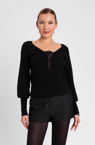 Loose fit knit jumper with lace details