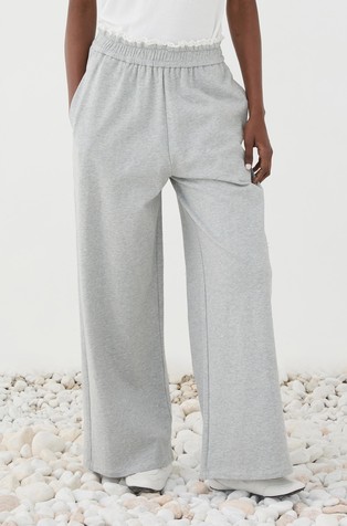 Straight cotton pants with lace trim