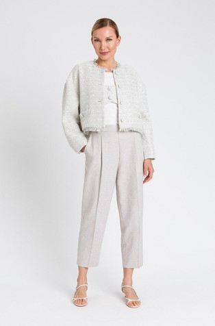 Linen-cotton trousers with pleats
