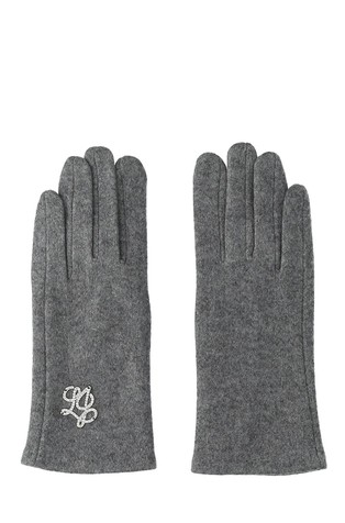 Gloves with rhinestoned logo