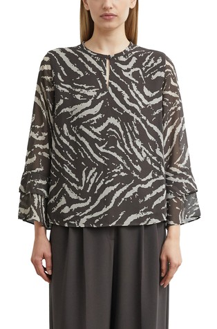 Patterned chiffon Blouse with Ruffles