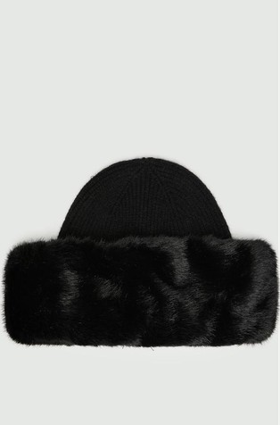 Faux-fur trimmed hat