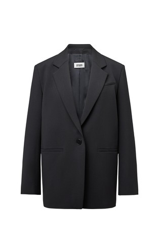 Relaxed fit single-breasted twill blazer