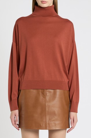 Soft lyocell polo-neck jumper