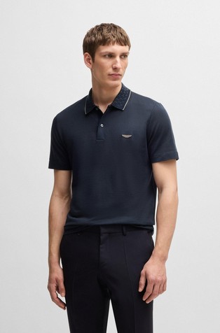 BOSS x Aston Martin polo majica s kratkimi rokavi iz bombažne mešanice