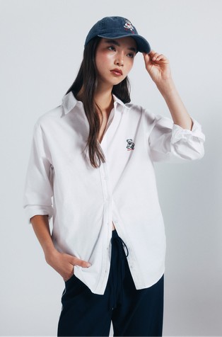 Oversized srajca z vezenim medvedkom