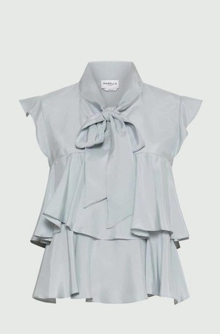 Silk blouse with sash detail