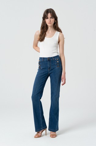 FRACOMINA Regular denim pant with buttons Blue 3