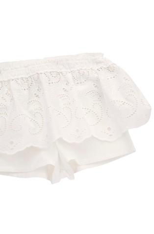 GUESS Mini krilo z broderie anglaise vezeninami Bela - White 3