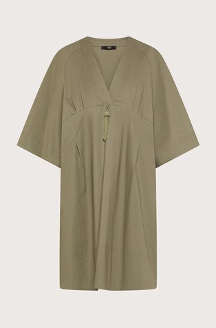 Ohlapna obleka s kratkimi rokavi iz raztegljivega poplina