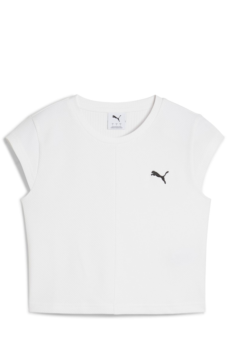 PUMA Rebrasta majica s kratkimi rokavi Bela - White 