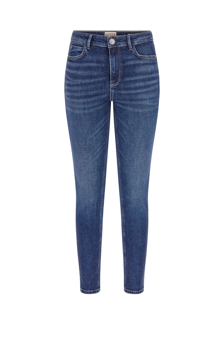 GUESS Skinny fit jeans hlače s čipko na zadnjih žepih Modra - Blue 