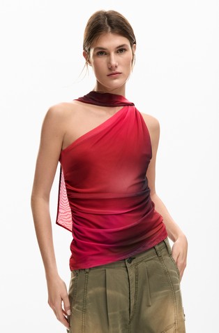 Majica z eno naramnico in trakom