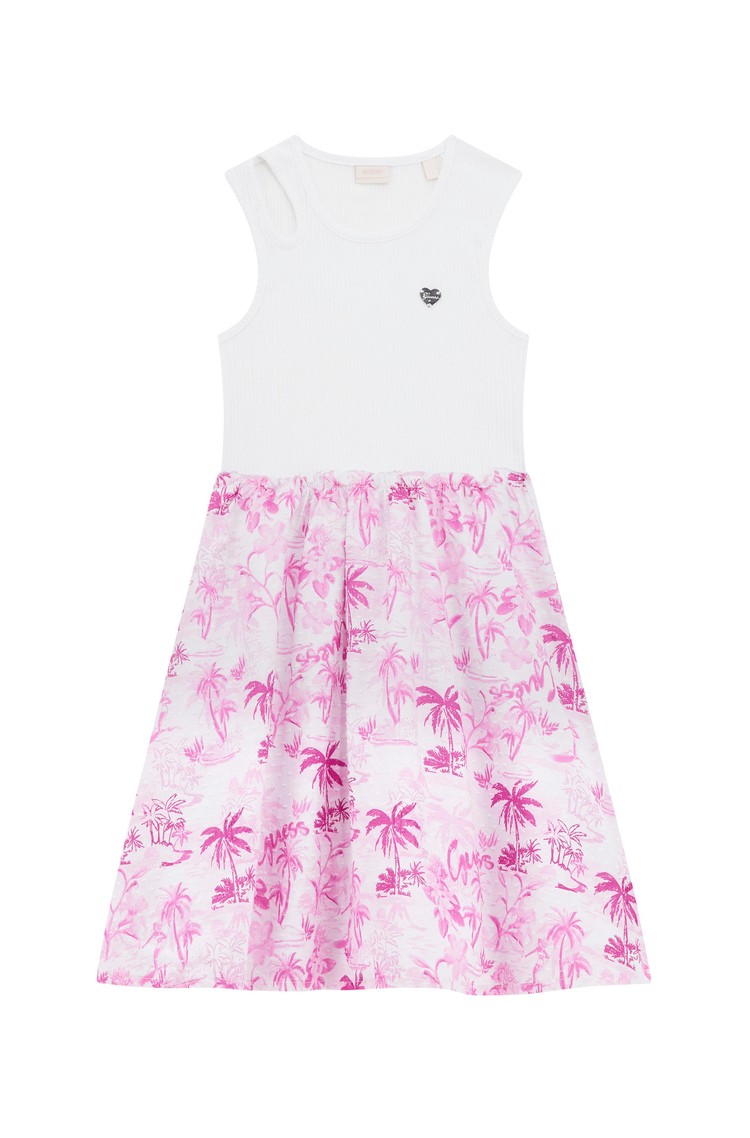 GUESS Cotton sleeveless dress White / Pink 