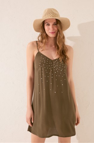 Short dress with straps and glitter rhinestones