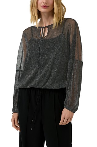 Prosojna svetleča bluza z okrasnimi kamenčki