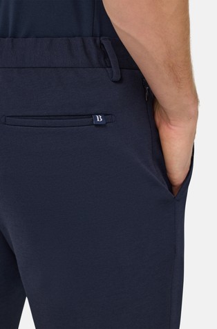 BOGGI MILANO Hlače iz jersey bombažne mešanice Modra - Navy 3