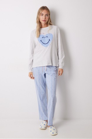 Long cotton pajamas with hearts