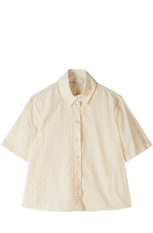 Relaxed fit črtasta srajca s kratkimi rokavi