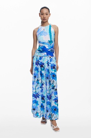 DESIGUAL Dolgo krilo iz viskozne mešanice Modra - Blue / White 3