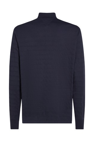 TOMMY HILFIGER Regular fit črtasta polo majica z dolgimi rokavi Modra - Dark Blue 6