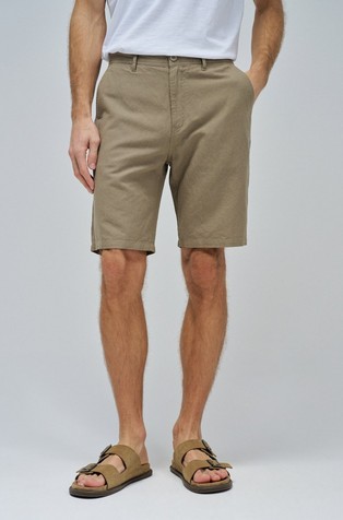Linen-cotton blend shorts