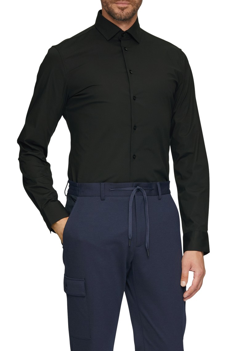 S.OLIVER Slim fit srajca iz raztegljivega bombaža Črna - Black 
