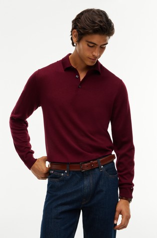 Merino Wool Long-sleeved Polo