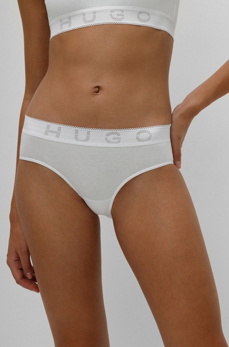 HUGO BOSS Three-pack of cotton classic briefs with tonal logo White 