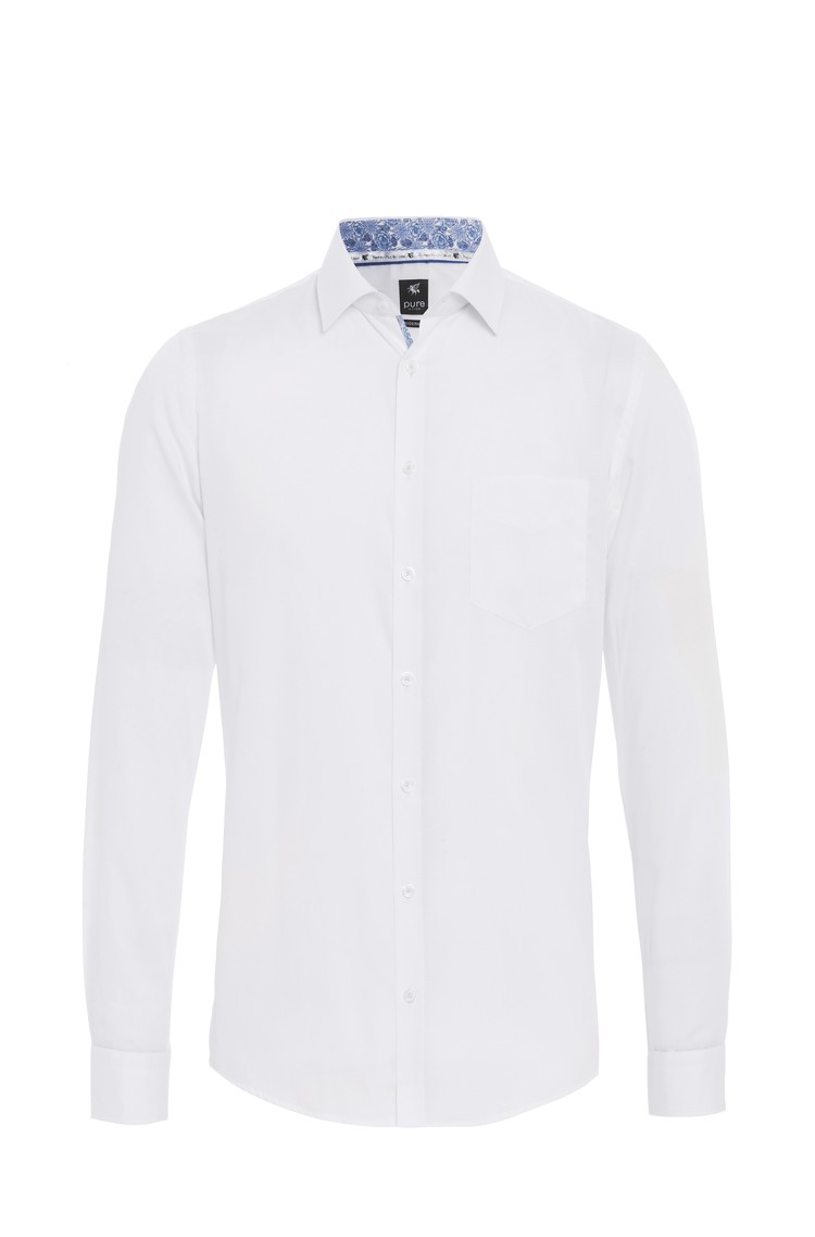 PURE H.TICO Modern Fit City srajca z dolgimi rokavi Bela - White 