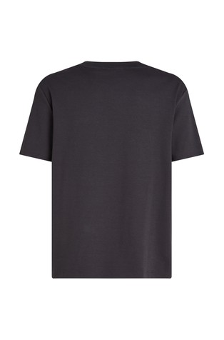 CALVIN KLEIN Majica iz raztegljivega bombaža z logo našitkom Črna - Black 6