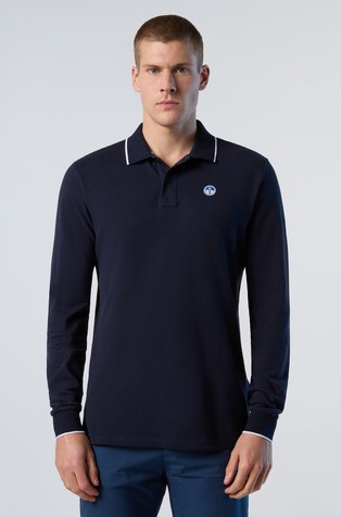 Long-sleeved polo shirt with logo collar