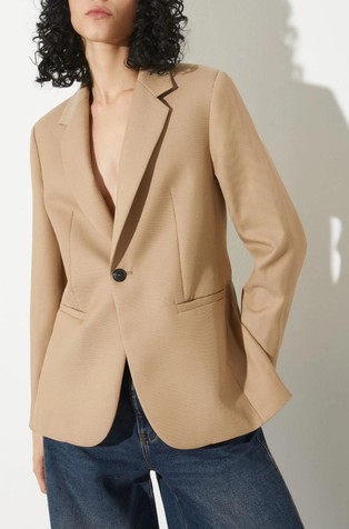 Wool-blend single-breasted blazer