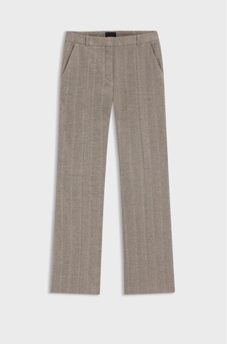 Modern fit hlače z zvončastimi hlačnicami in vzorcem ribje kosti