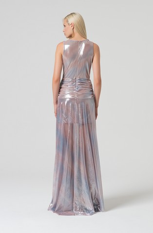FRACOMINA Long sleeveless dress in iridescent fabric Multi 2