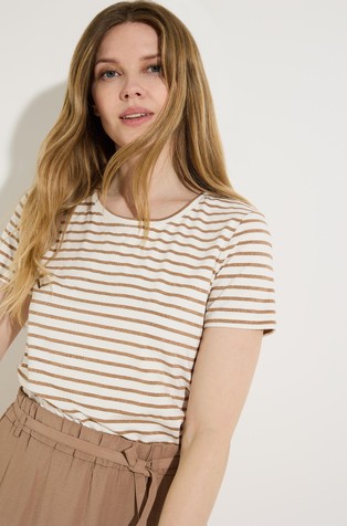 Striped shirt with shiny thread