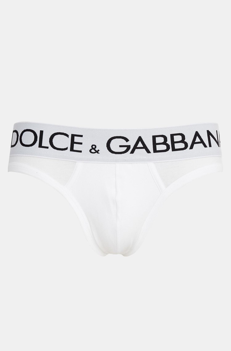 DOLCE &amp; GABBANA Mid-rise briefs in two-way stretch cotton White 
