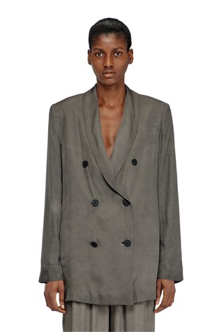 Relaxed fit viskozen suknjič z dvorednim zapenjanjem