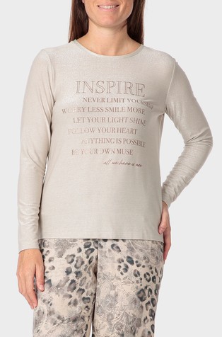 Metallic thread T-shirt with lettering