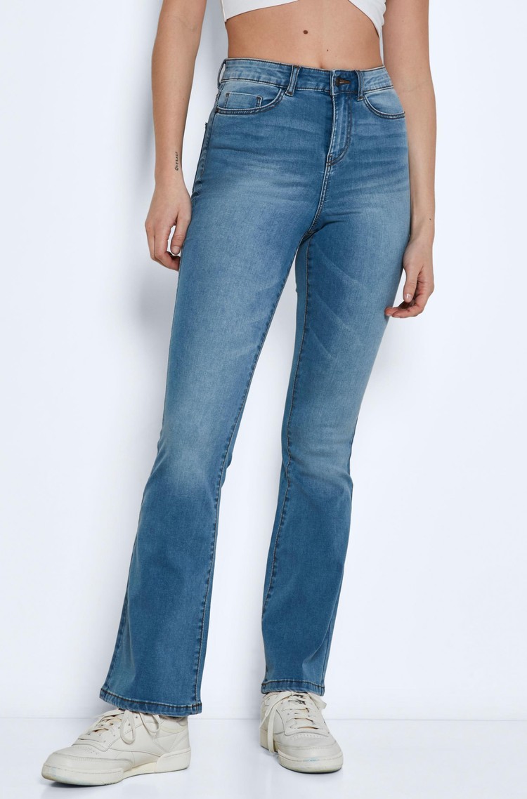 NOISY MAY NMSALLIE zvončaste eans hlače z visokim pasom Modra - Light Blue Denim 